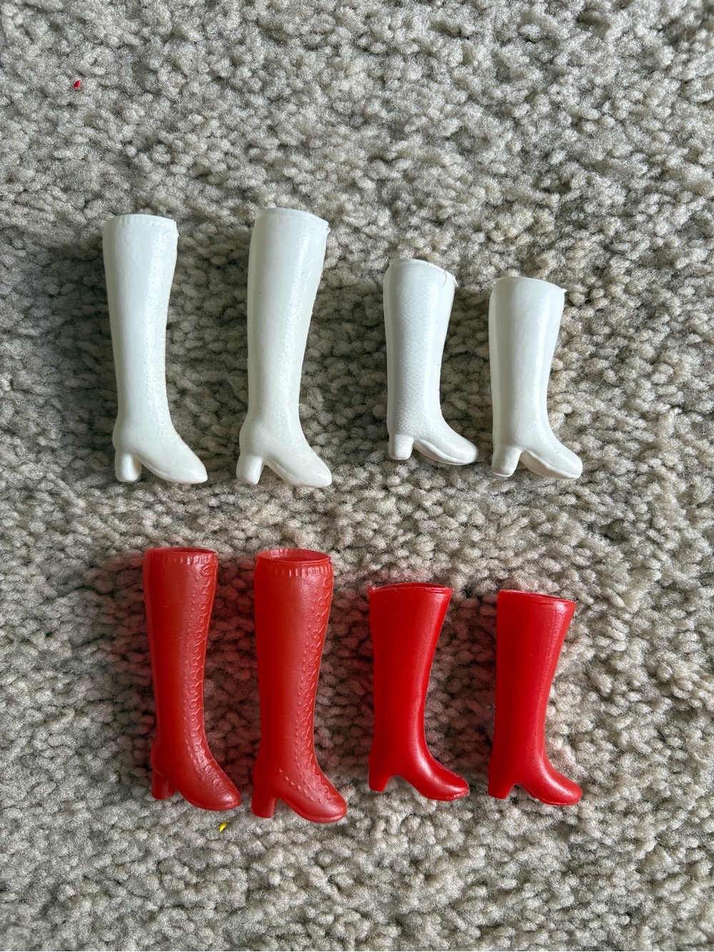 Vintage Mod Era Barbie Clone Doll Boots Lot - Red & White Tall Plastic Boots